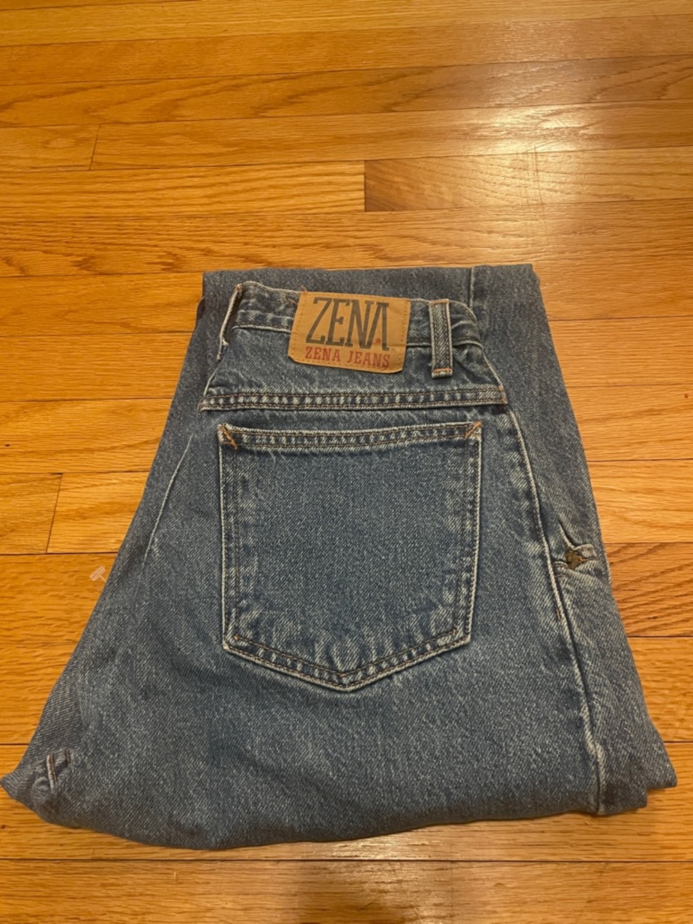 Vintage Zena denim women’s jeans with double buttons waist 13” length 41”